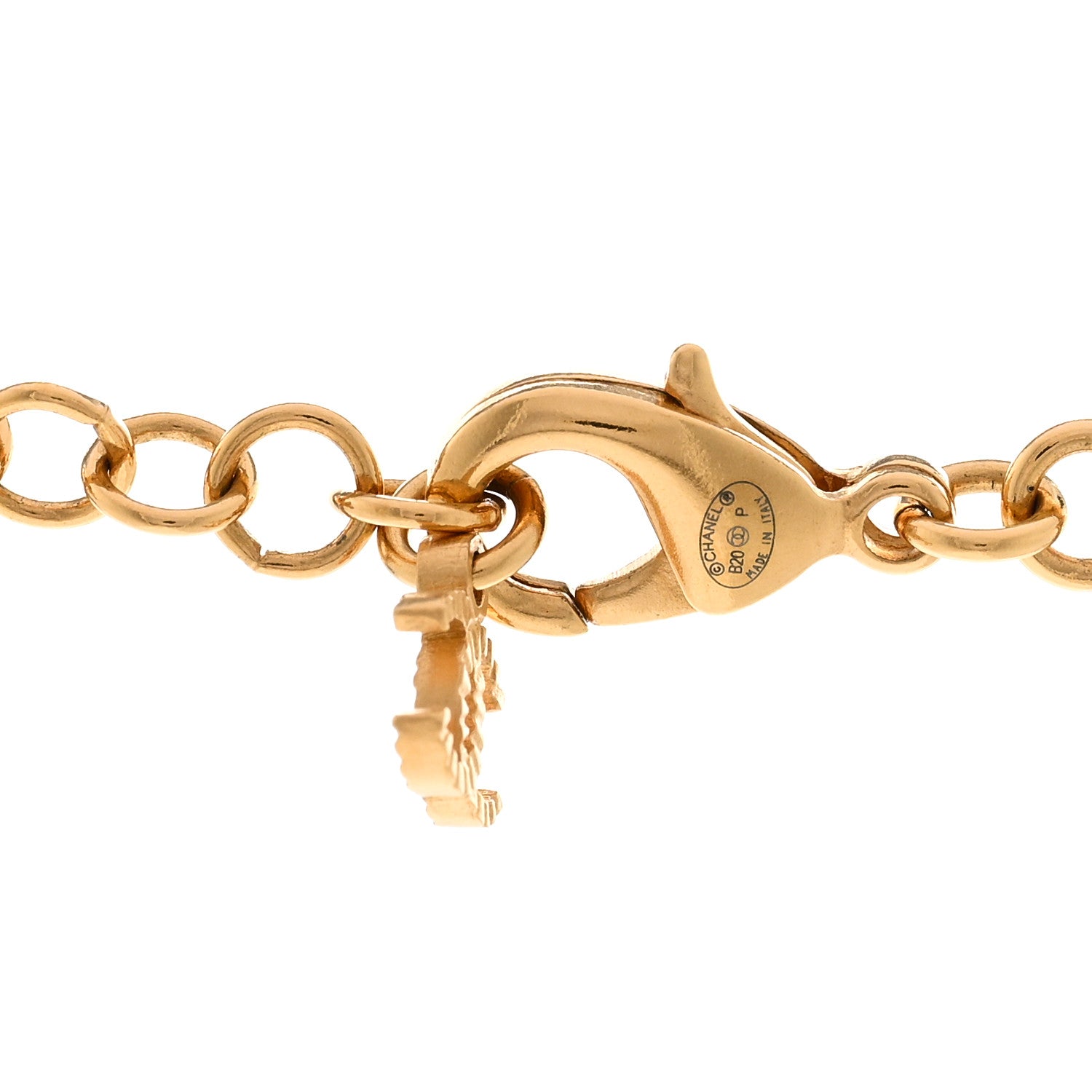 Chanel Metal Crystal 90's Icon Logo Necklace Gold 5 of 6