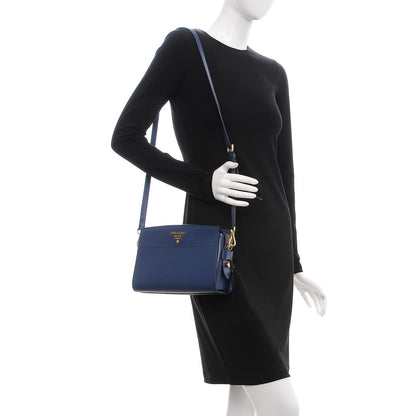 Prada Saffiano Lux Large Zip Crossbody Bag Bleuette 2 of 7