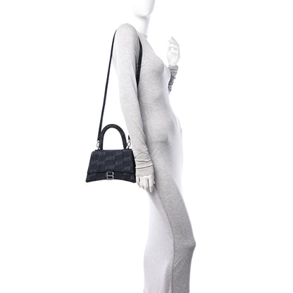Balenciaga Washed Denim BB Monogram Small Hourglass Top Handle Bag Black 2 of 11