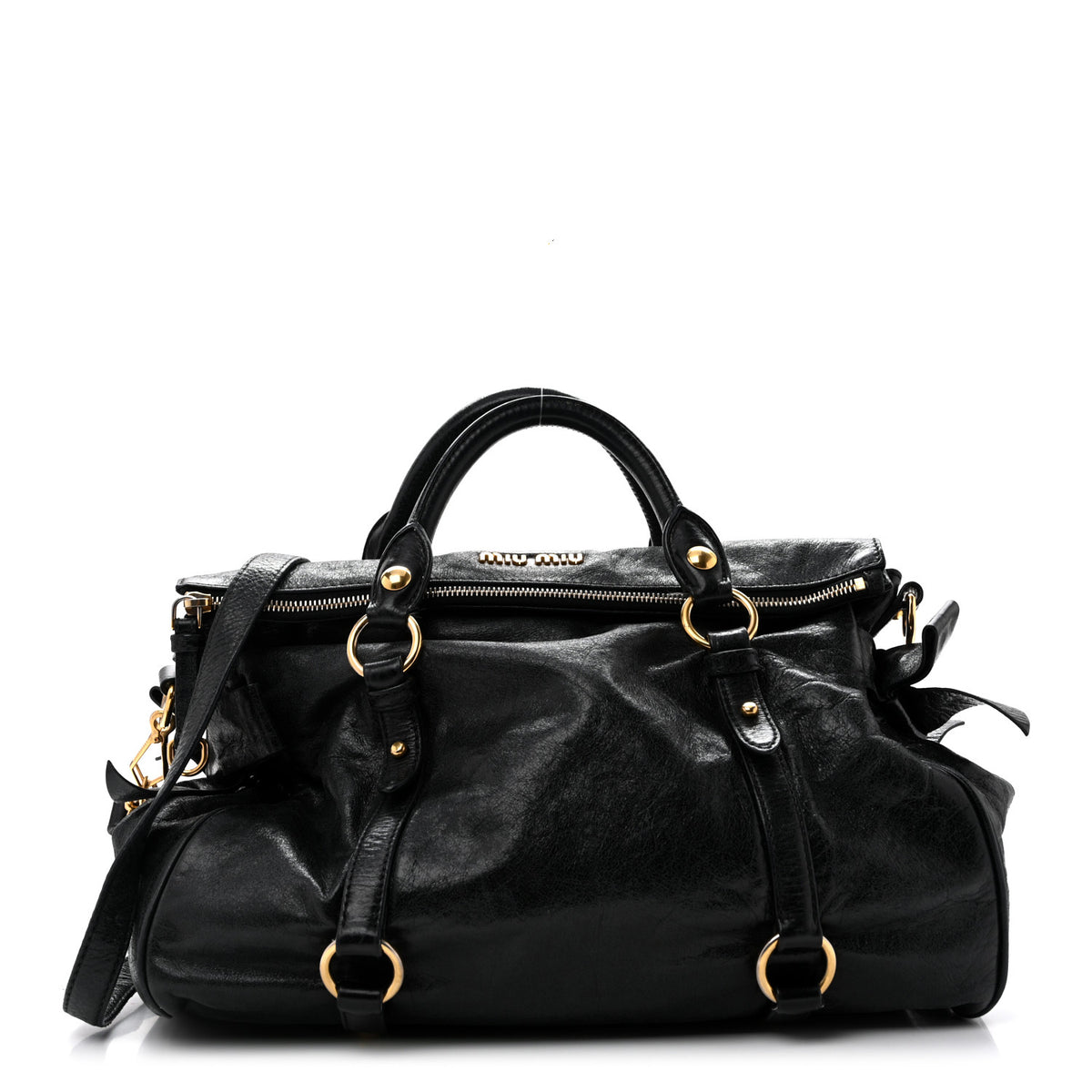 Vitello Lux Bow Tote  Black