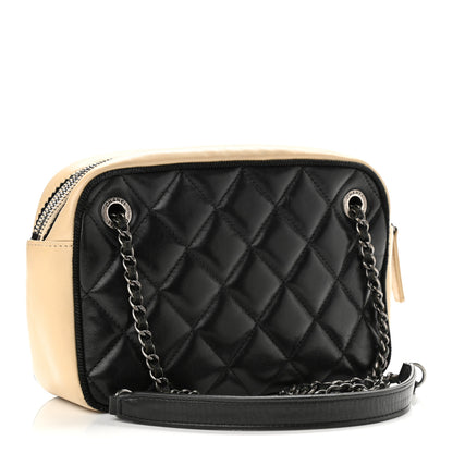 Chanel Calfskin Quilted Small Ballerine Camera Case Black Beige 3 of 11