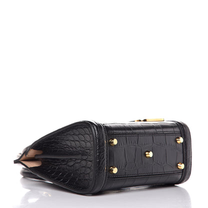 Alexander McQueen Calfskin Crocodile Embossed Mini Heroine 21 Black 4 of 9