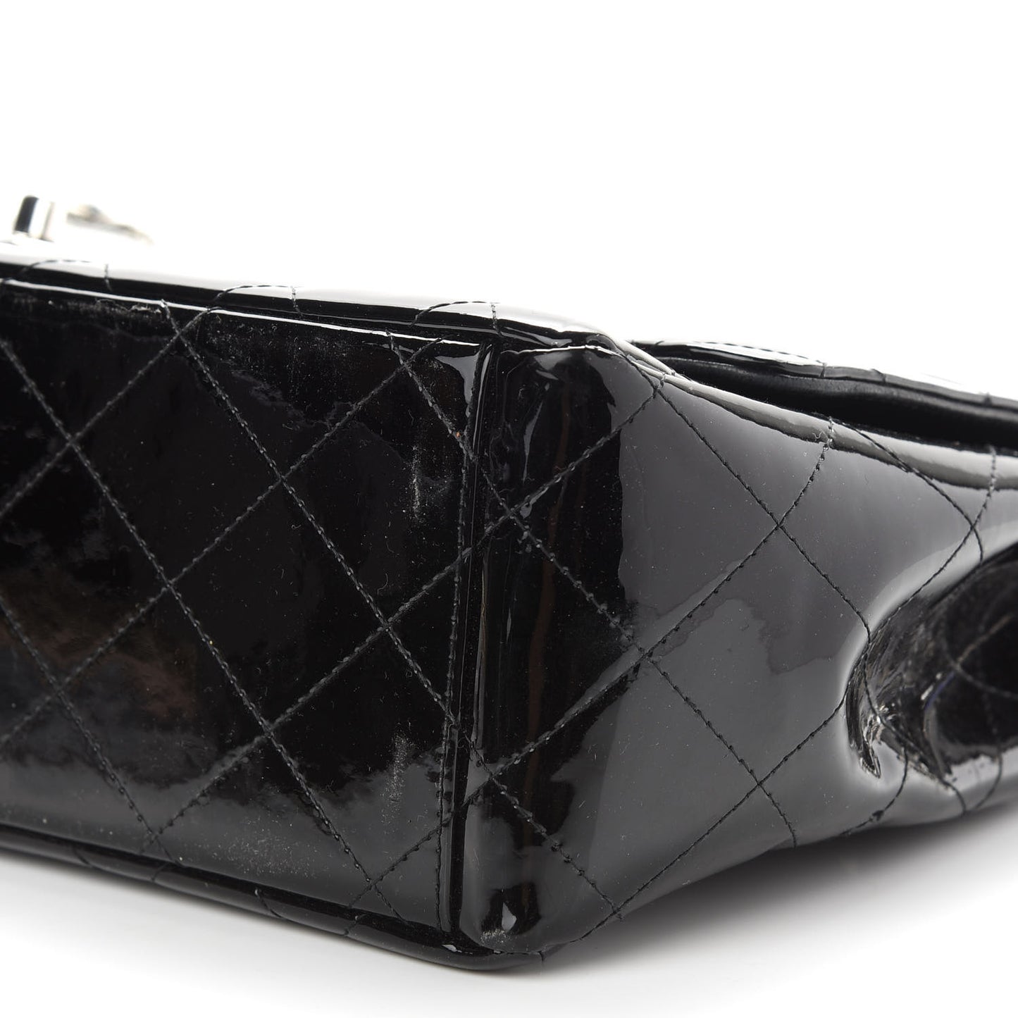 Patent Quilted Maxi Single Flap Black