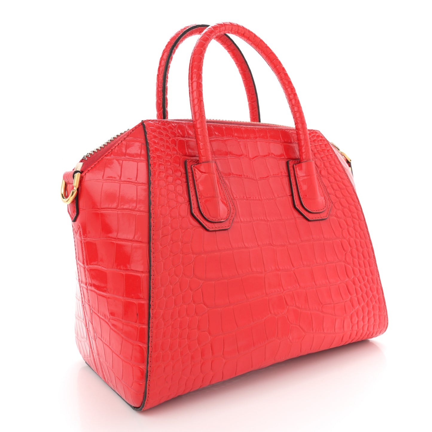 Calfskin Crocodile Embossed Small Antigona Red