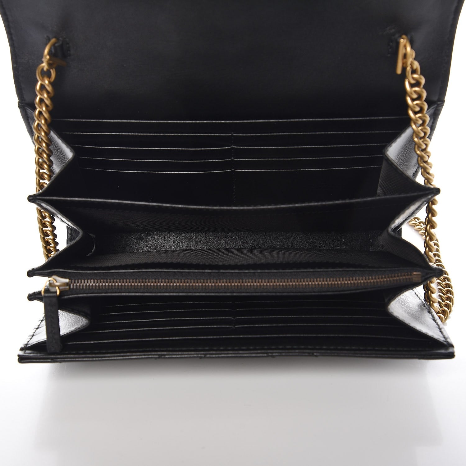 Gucci Calfskin Matelasse GG Marmont Chain Wallet Black 5 of 7