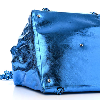 Chanel Metallic Cracked Calfskin Modern Chain Tote Blue 9 of 15