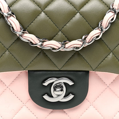 Chanel Lambskin Quilted Tri-Color Mini Rectangular Flap Green Pink 8 of 10