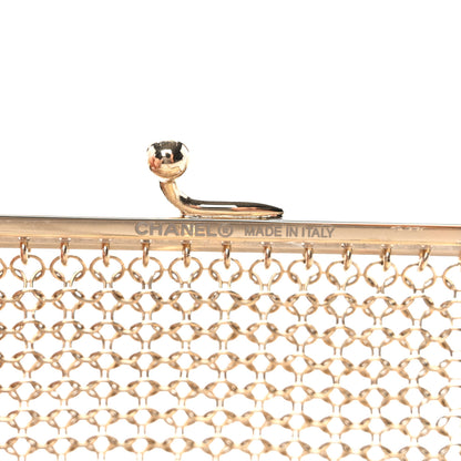 Chanel Metal Pearl Enamel Kiss Lock Chain Mail Charm Clutch Gold 7 of 11
