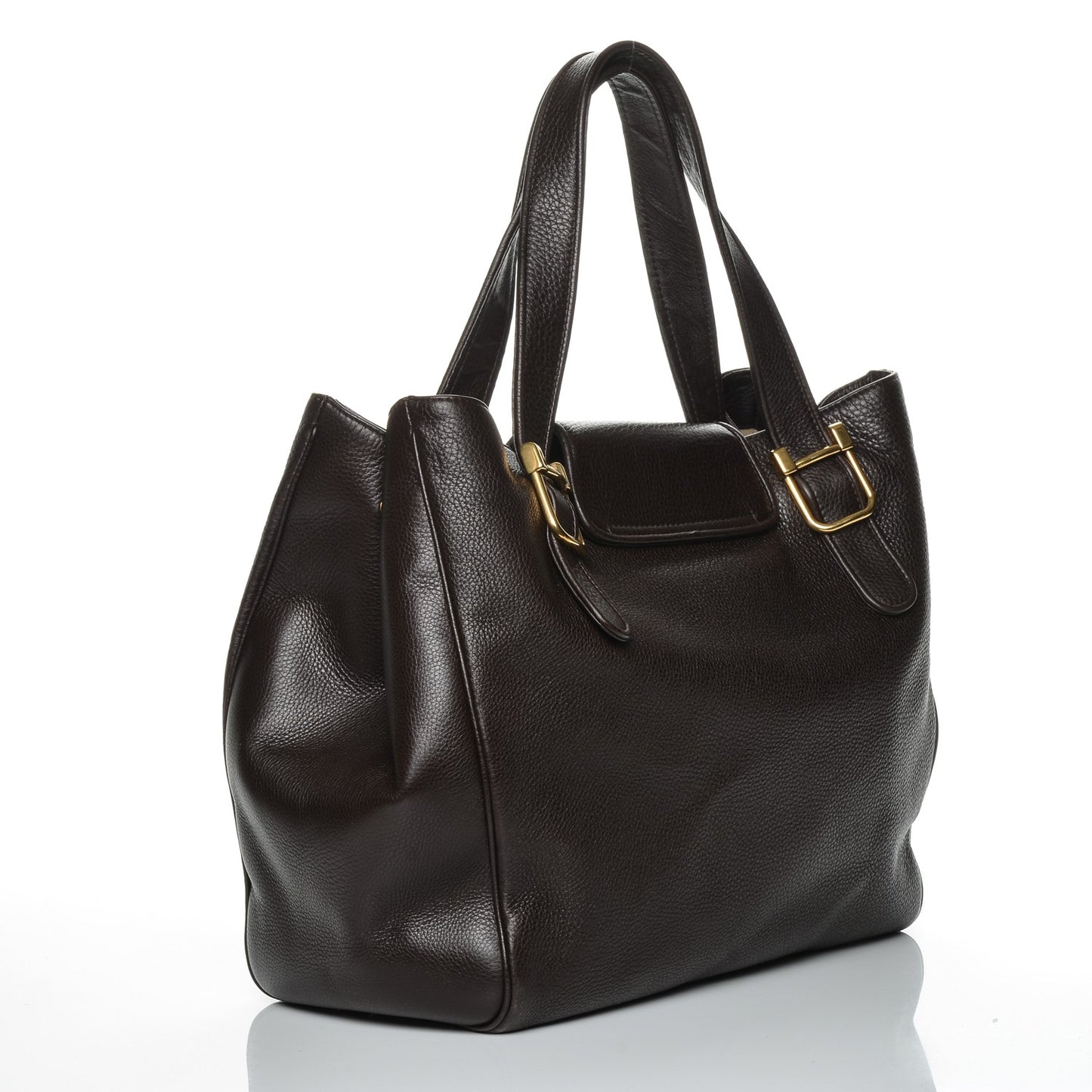 Pebbled Calfskin Medium 1973 Tote Dark Brown