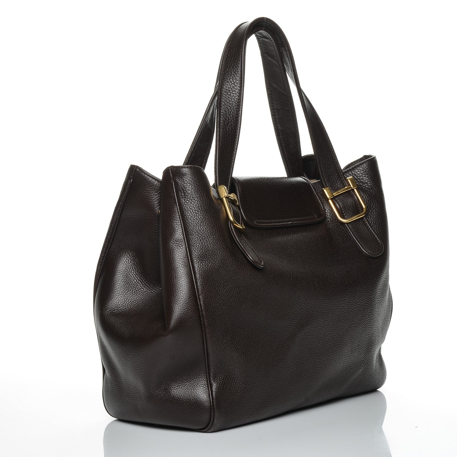Gucci Pebbled Calfskin Medium 1973 Tote Dark Brown 3 of 7