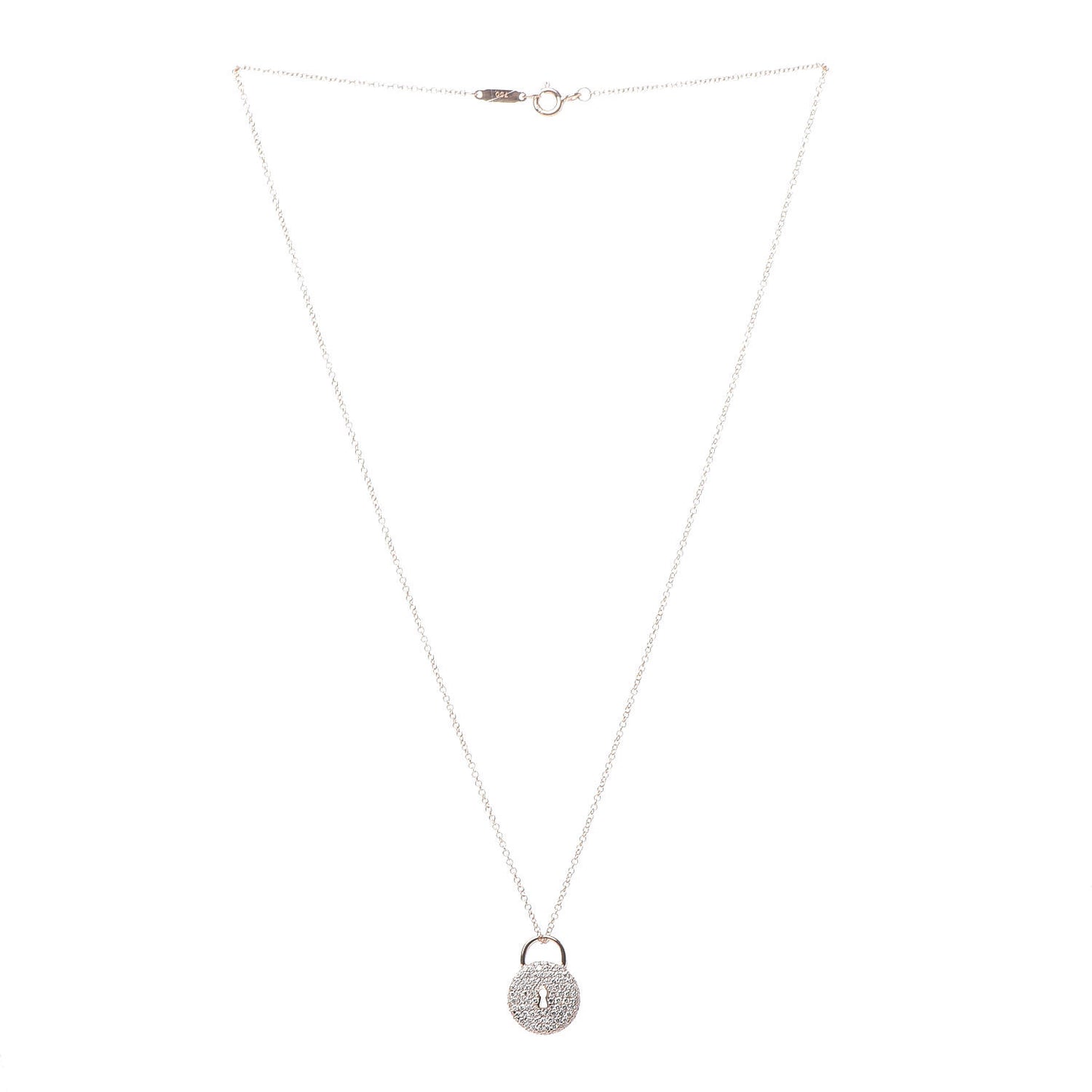 18K Yellow Gold Diamond Lock Pendant Necklace