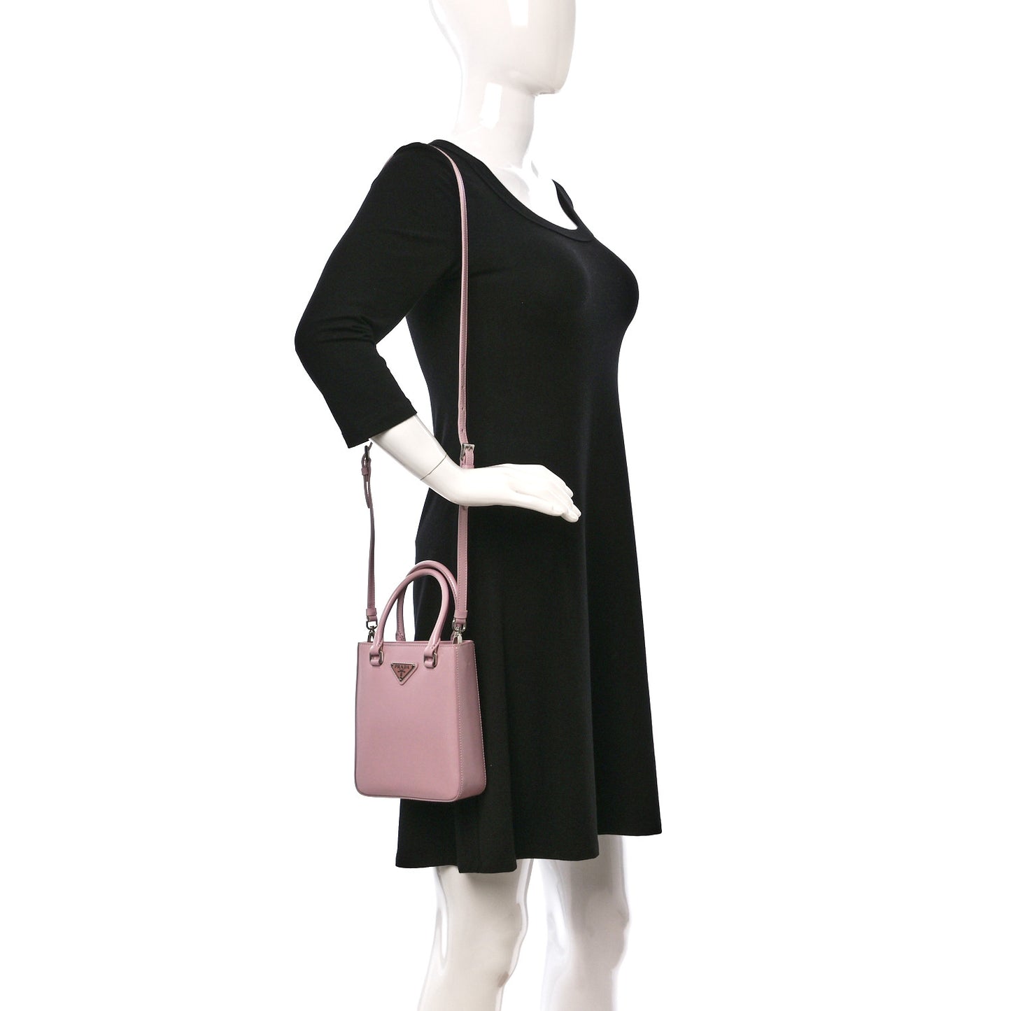 Spazzolato Triangle Small Double Handle Crossbody Tote Alabastro