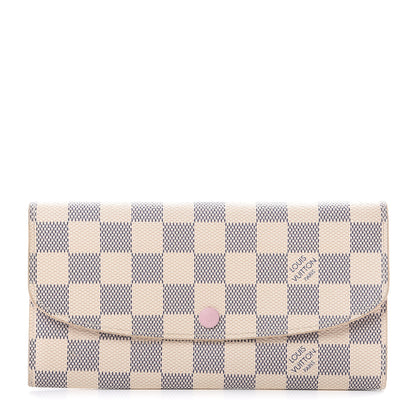 Louis Vuitton Damier Azur Emilie Wallet Rose Ballerine 1 of 9