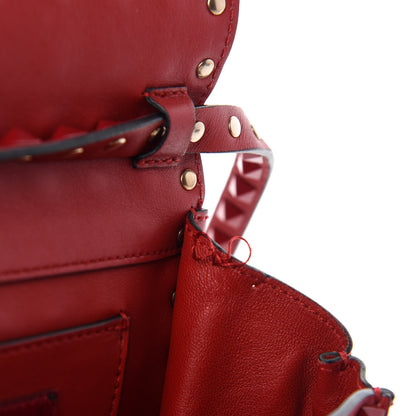 Valentino Garavani Vitello Monochrome Mini Rockstud All Over Flap Saddle Crossbody Bag Rosso Valentino 8 of 10