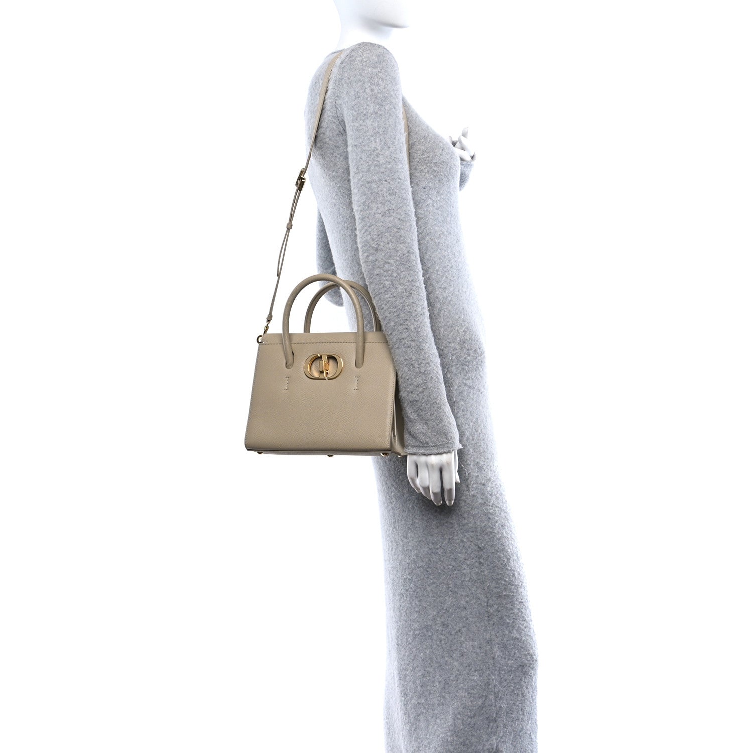 Christian Dior Grained Calfskin Medium St. Honore Tote Beige 2 of 9