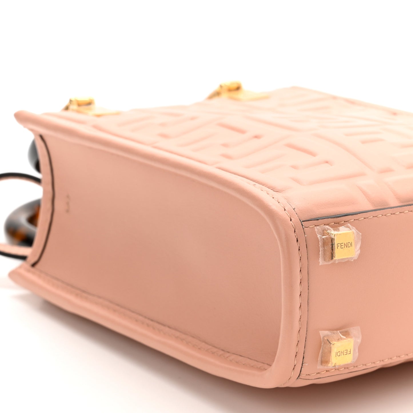 Vitello Plexiglass FF Embossed Mini Fendi Sunshine Shopper Tote Baby Pink