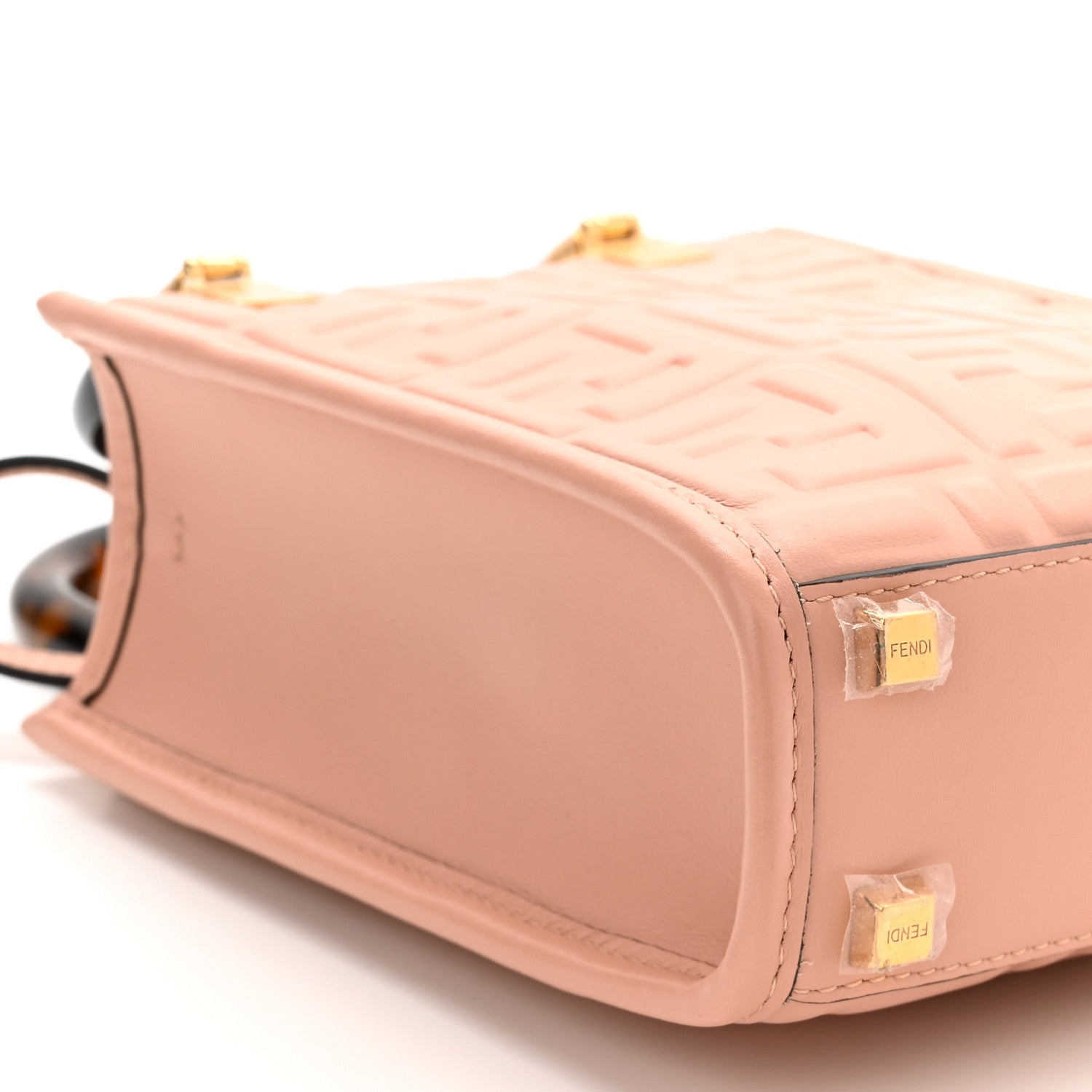 Fendi Vitello Plexiglass FF Embossed Mini Fendi Sunshine Shopper Tote Baby Pink 9 of 10