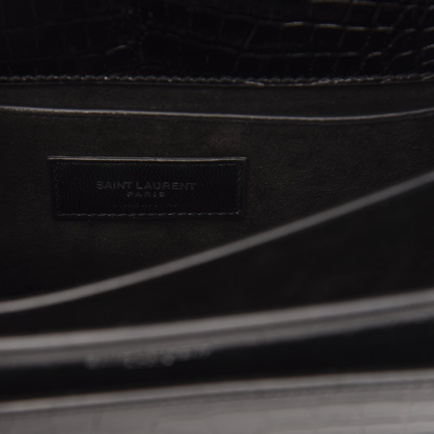 Saint Laurent Calfskin Crocodile Embossed Monogram Sunset Black 6 of 10