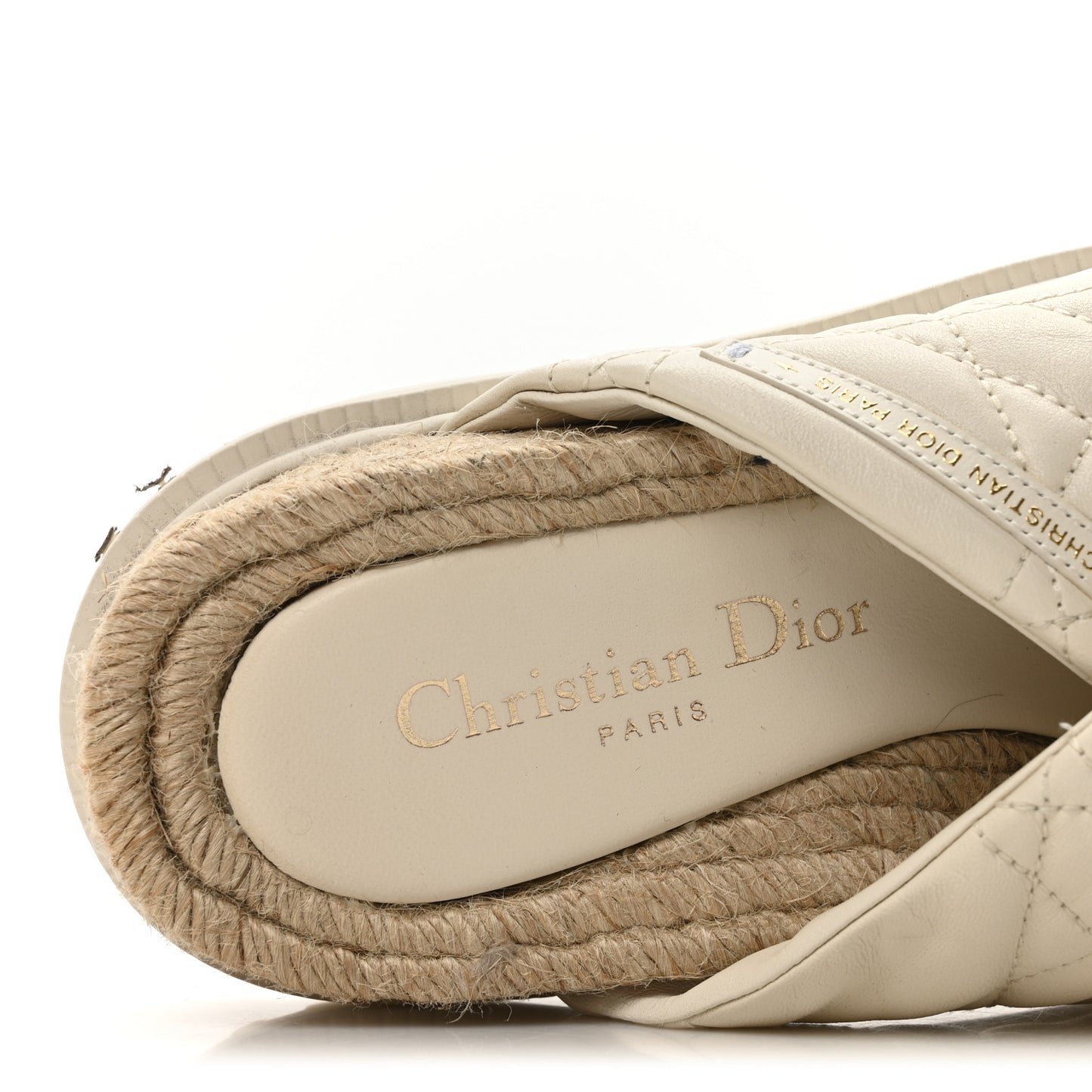Calfskin Cannage Dtwist Espadrille Platform Sandals 36 White