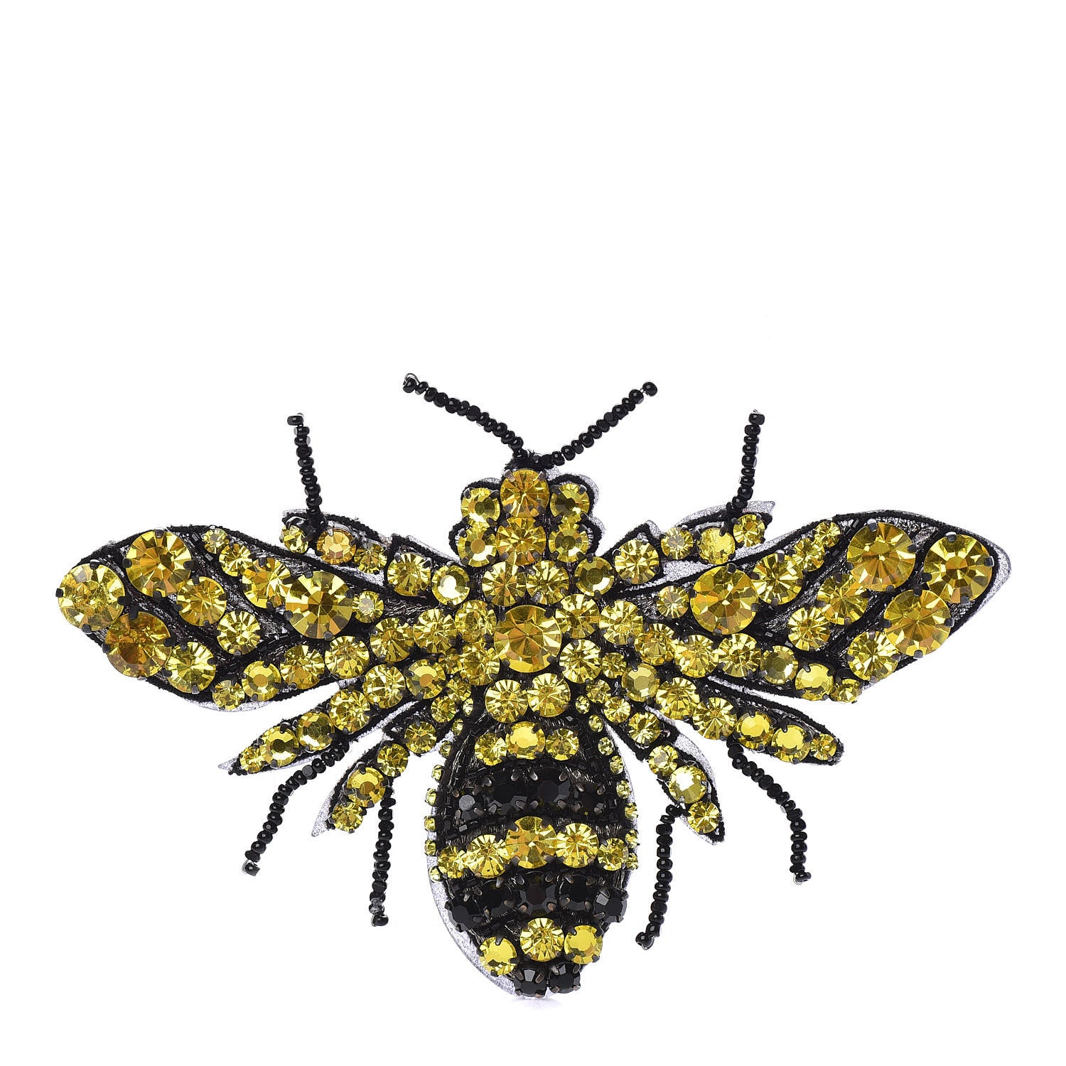Gucci Metal Crystal Bee Brooch Black Yellow 1 of 7