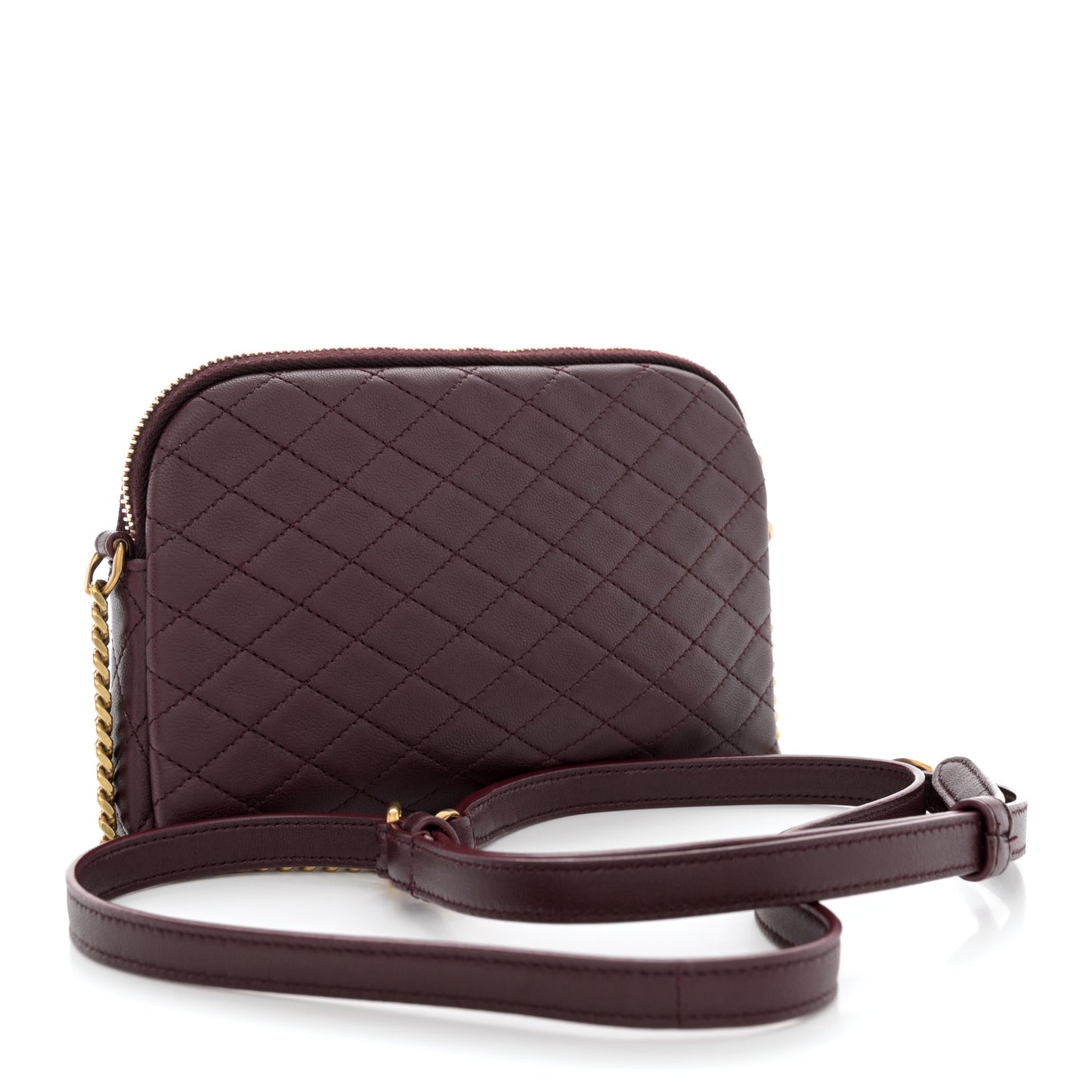 Lambskin Quilted Gaby Zipped Pouch Rouge Cabernet