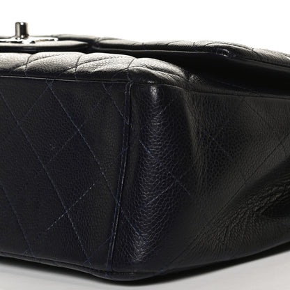 Chanel Caviar Quilted Maxi Double Flap Navy Blue 10 of 14
