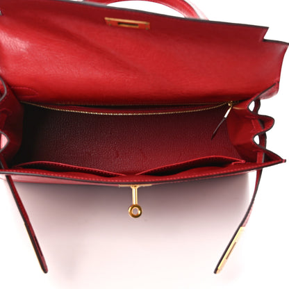 Hermes Ostrich Kelly Sellier 28 Rouge Casaque 5 of 9