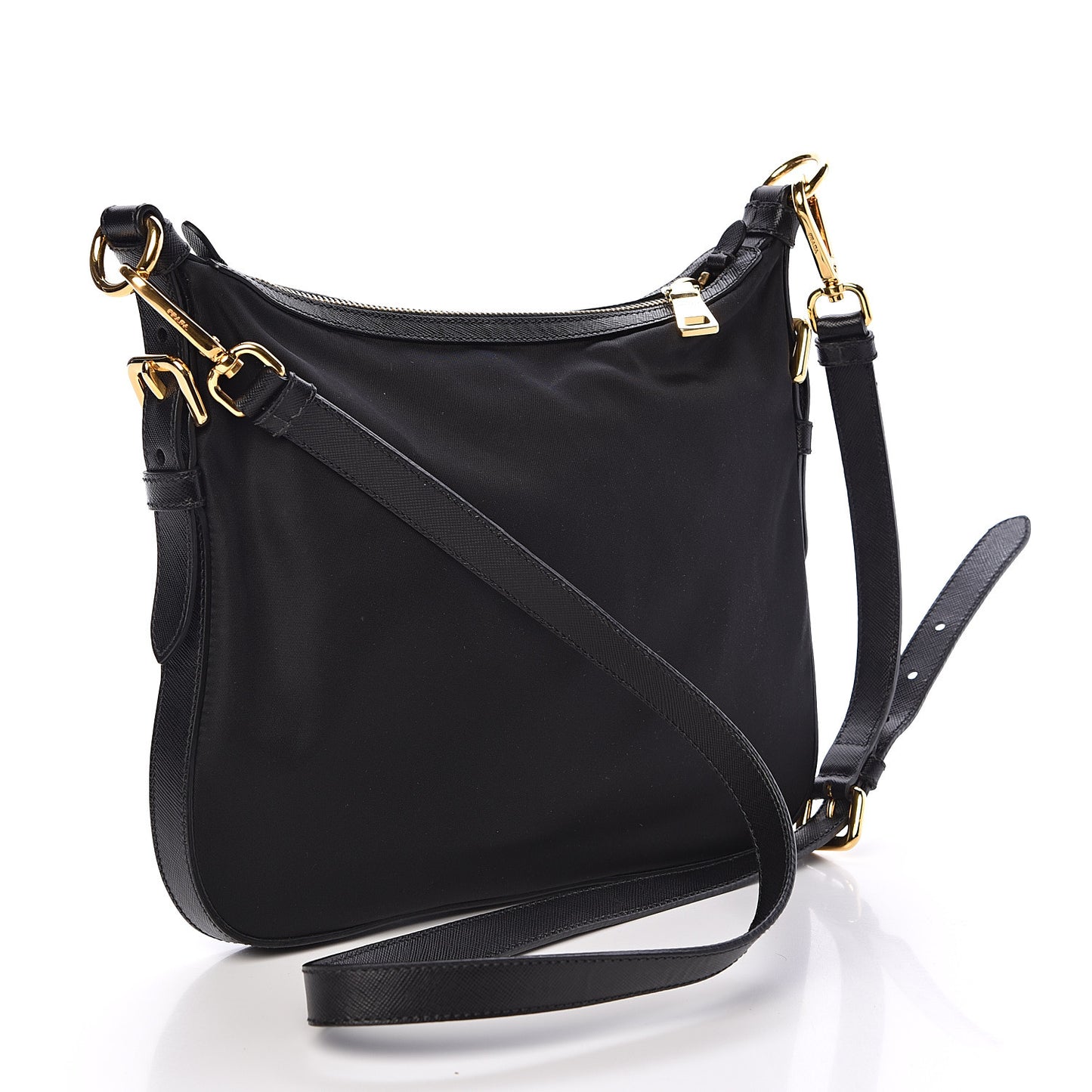 Tessuto Nylon Saffiano Vela Crossbody Bag Black