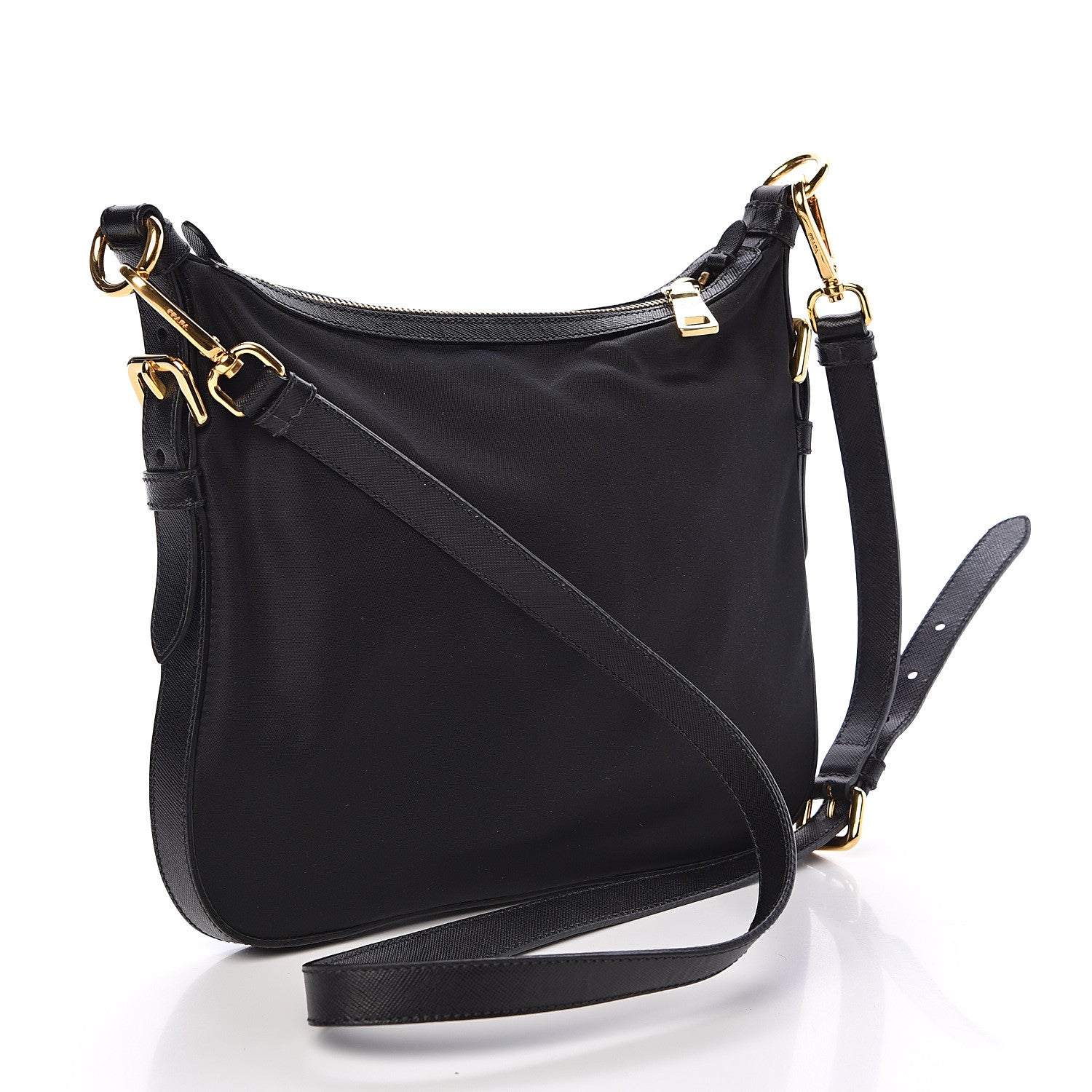 Prada Tessuto Nylon Saffiano Vela Crossbody Bag Black 3 of 9
