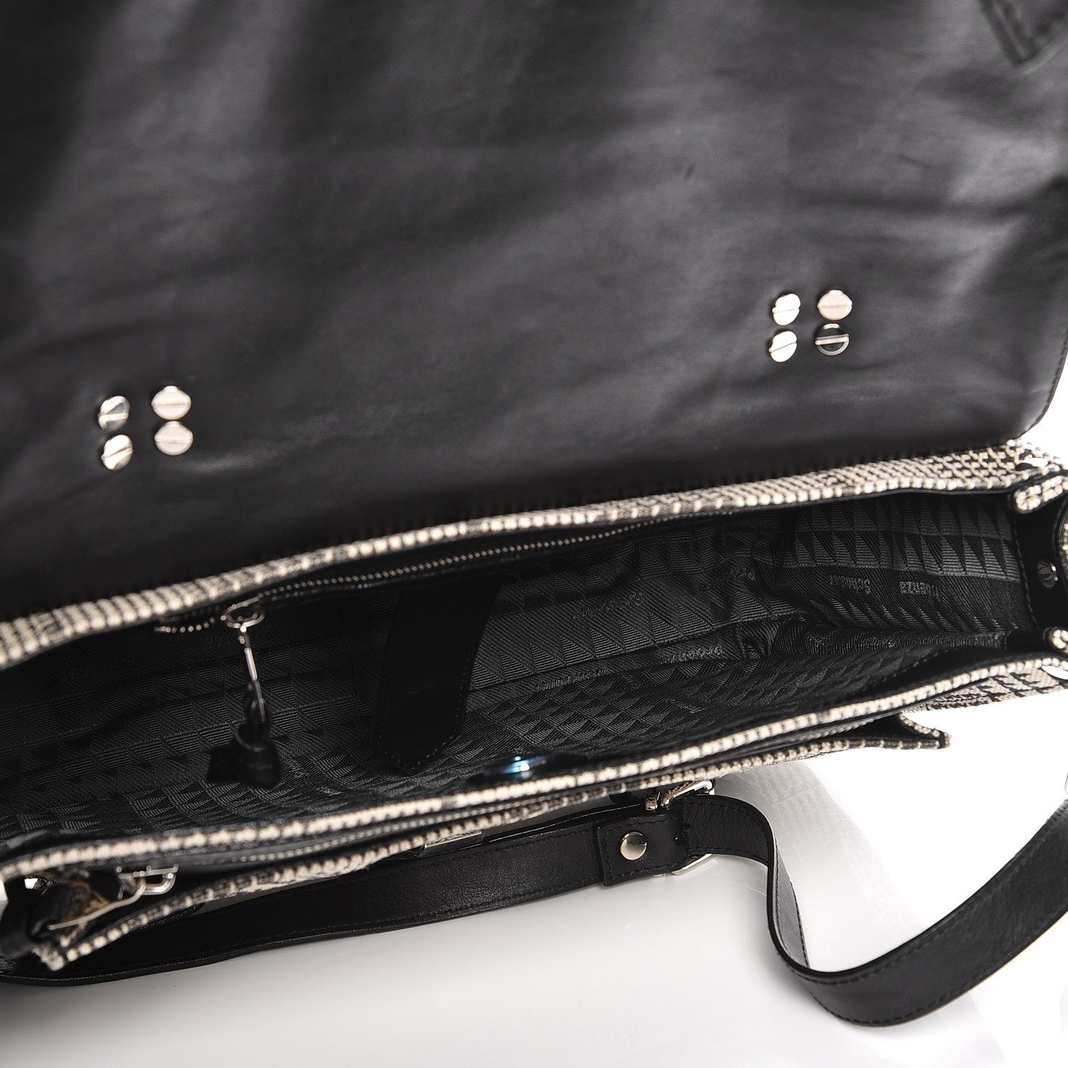 Proenza Schouler Canvas Houndstooth Printed Medium PS1 Satchel White Black 6 of 9