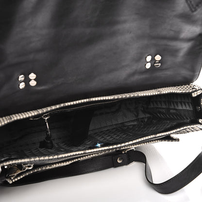 Proenza Schouler Canvas Houndstooth Printed Medium PS1 Satchel White Black 6 of 9