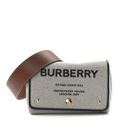 Burberry Cotton Canvas Horseferry Print Small Crossbody Bag Grey Tan 1 of 10