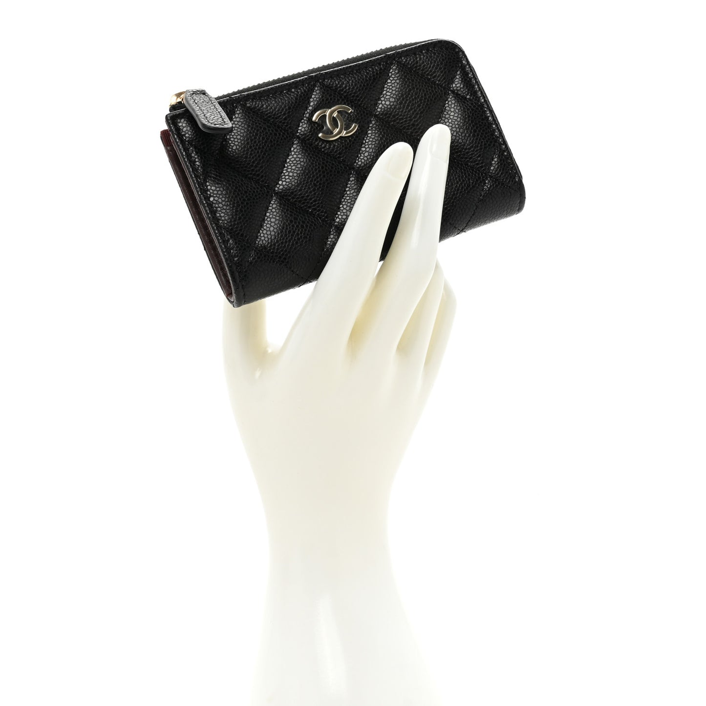 Caviar Quilted Zipped Key Holder Case Black