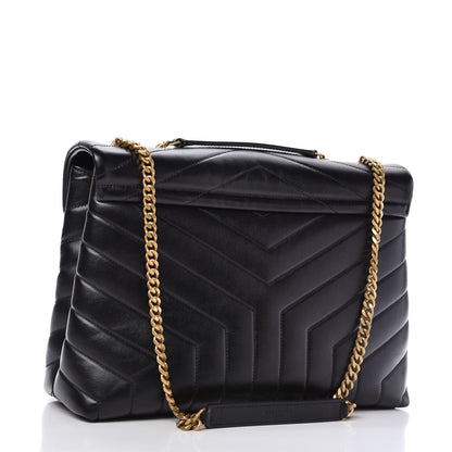 Saint Laurent Calfskin Y Quilted Monogram Medium Loulou Chain Satchel Black 3 of 10