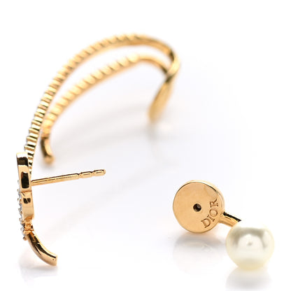 Christian Dior Metal Crystal Pearl CD Ear Cuff Gold 3 of 5