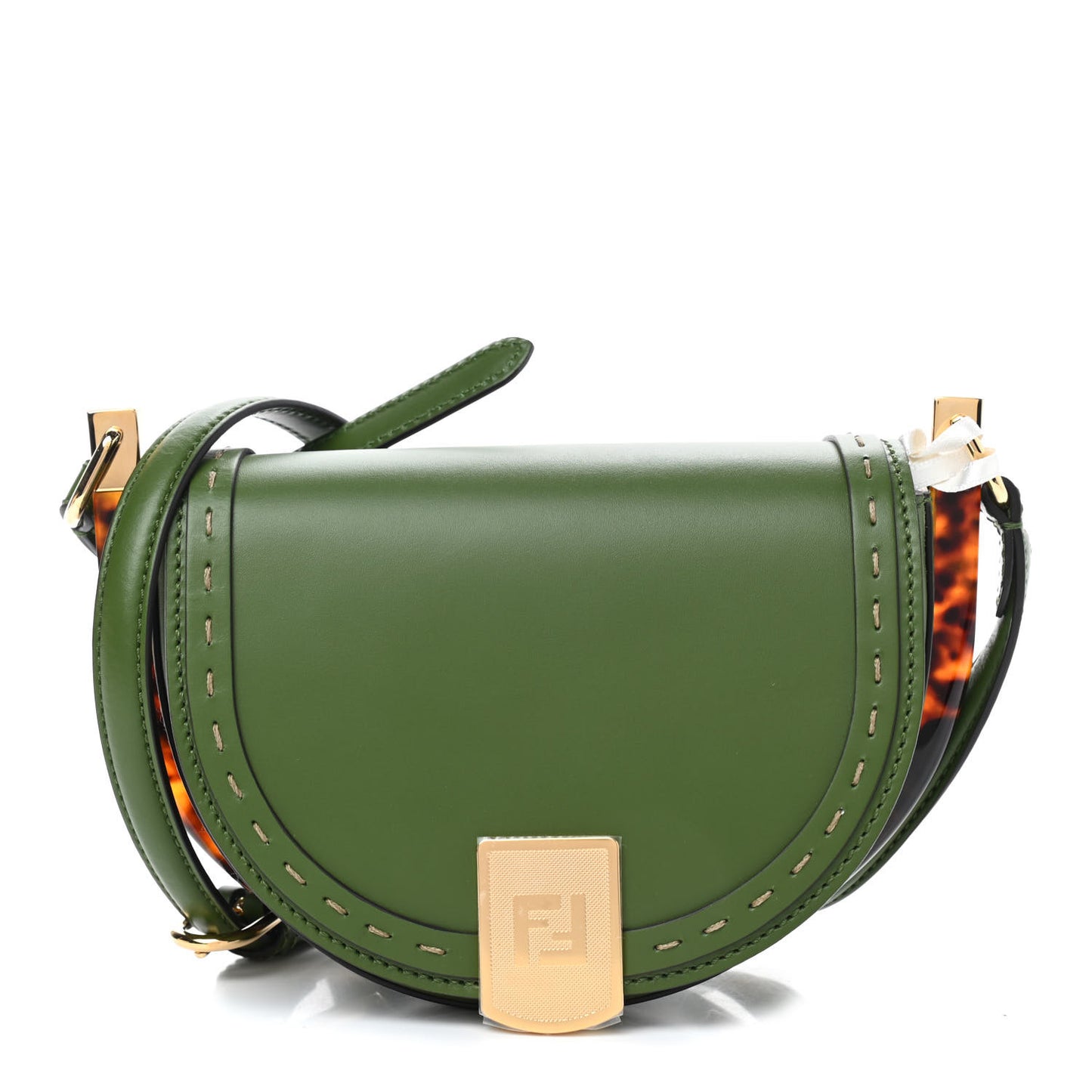 Vitello King Plexiglass Moonlight Shoulder Bag Avocado