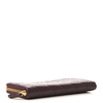 Chanel Lambskin Quilted Large Gusset Zip Around Wallet Burgundy 4 of 7