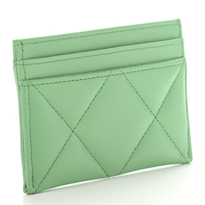 Chanel Shiny Goatskin Quilted Chanel 19 Card Holder Green 3 of 12