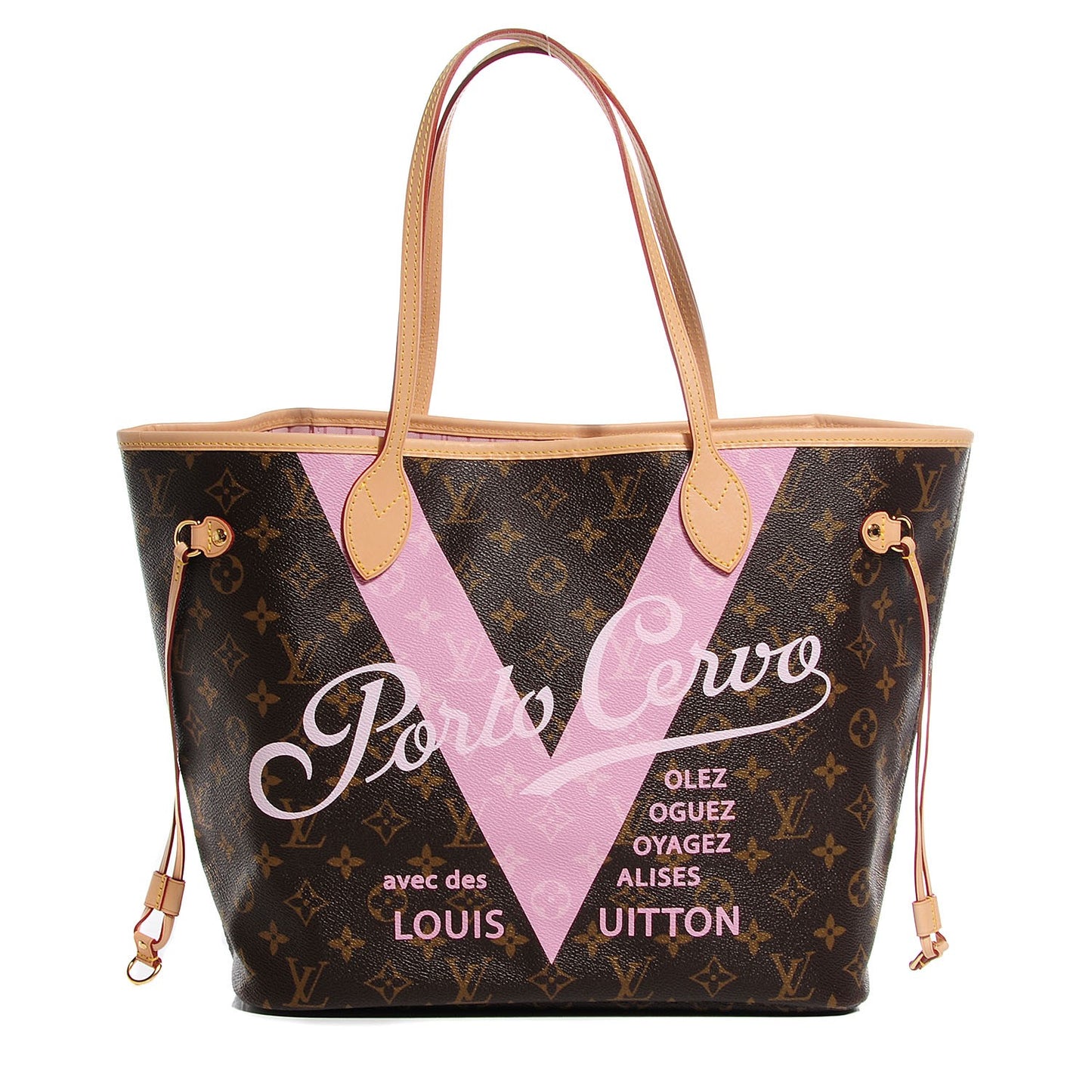 Monogram Porto Cervo V Neverfull MM Rose Ballerine