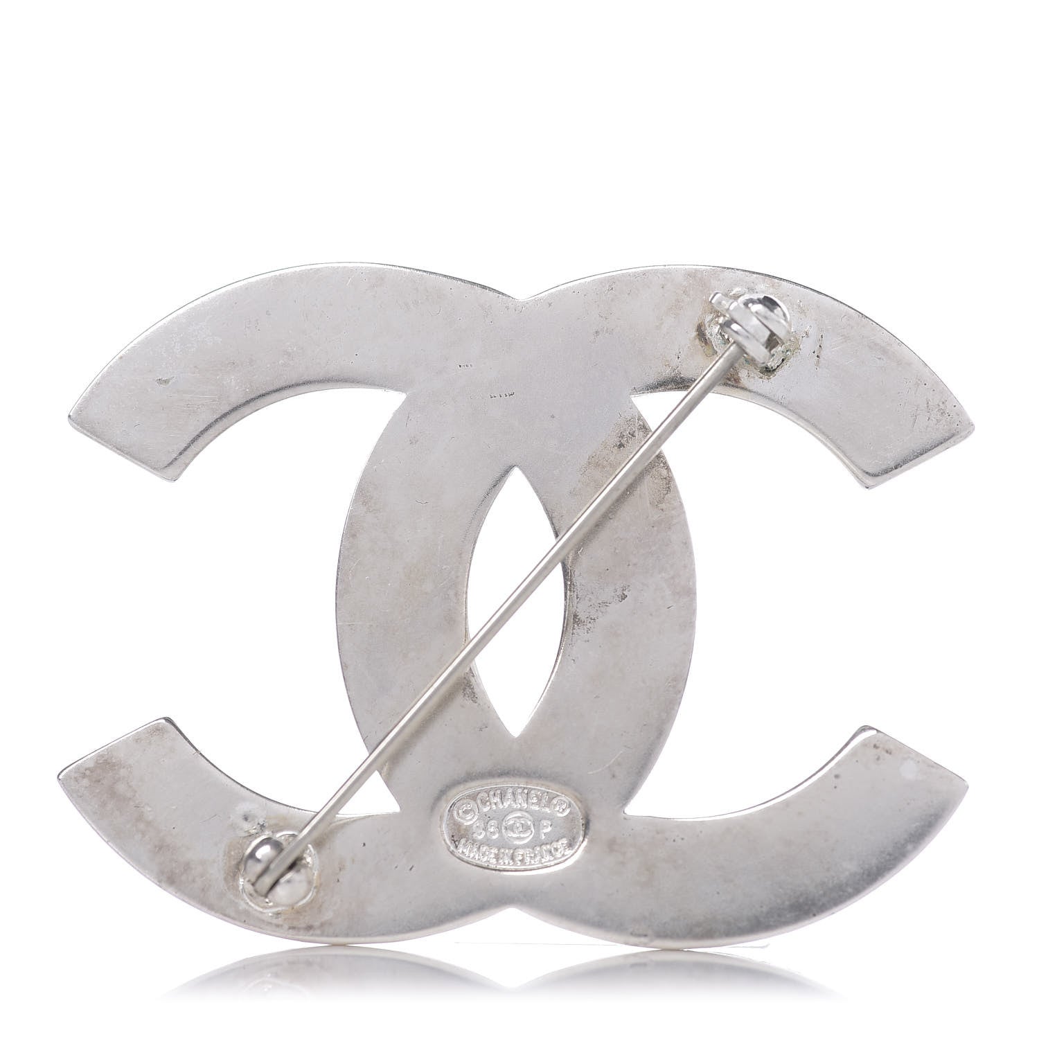 Chanel CC Logo Brooch Silver 2 of 3