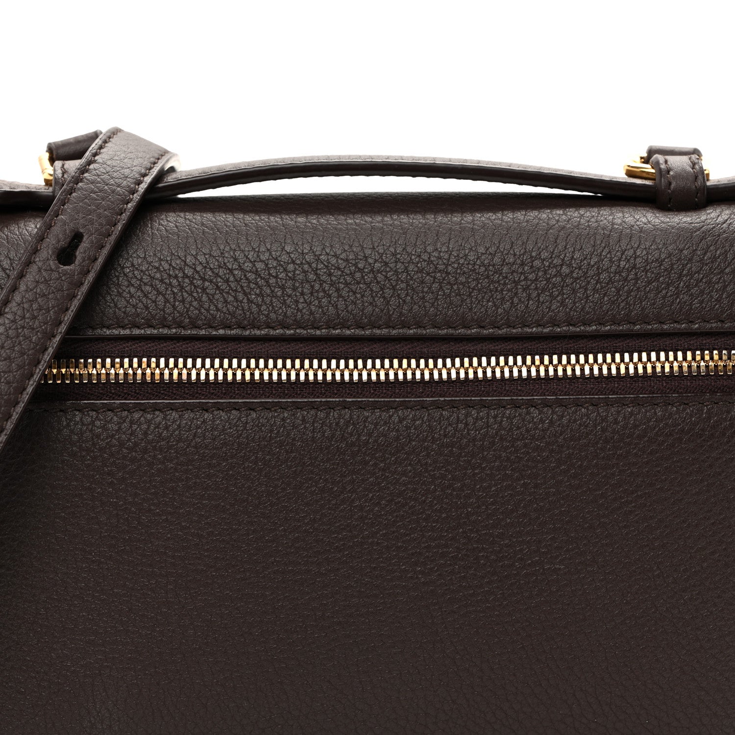 Loro Piana Grained Calfskin L19 Extra Pocket Pouch  Dark Chocolate Liquorice 7 of 9