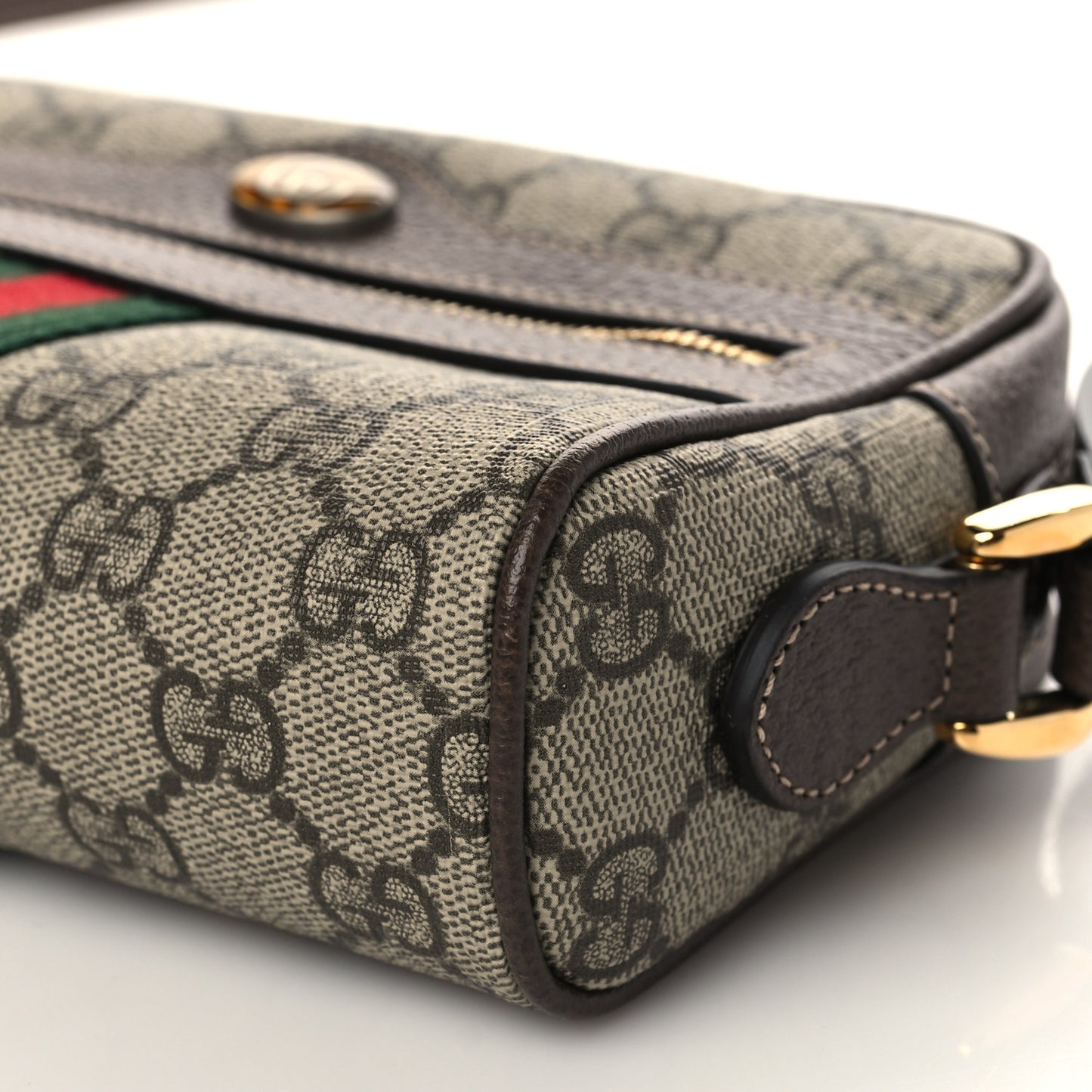 GG Supreme Monogram Web Mini Ophidia Shoulder Bag Brown