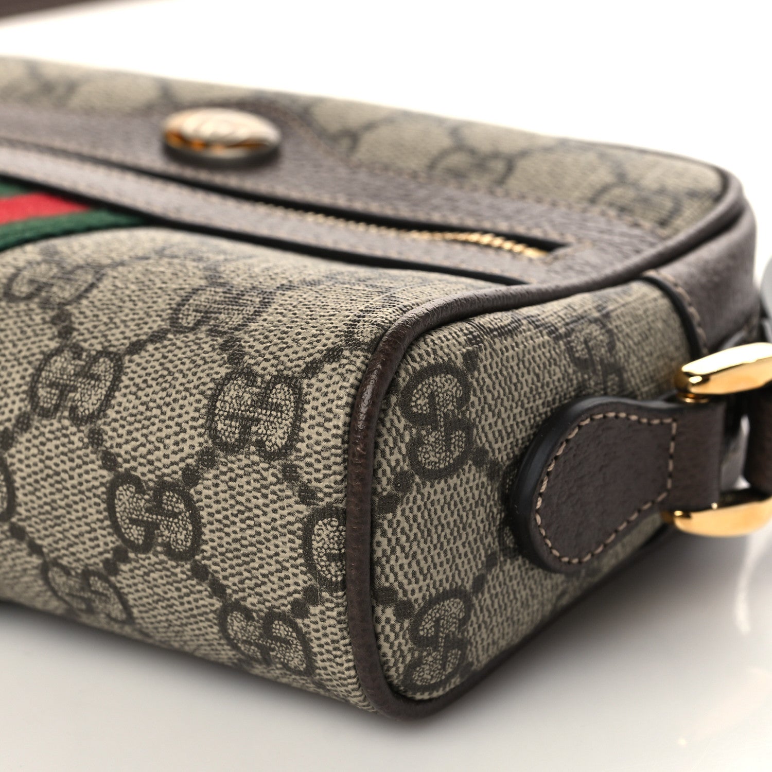 Gucci GG Supreme Monogram Web Mini Ophidia Shoulder Bag Brown 14 of 18