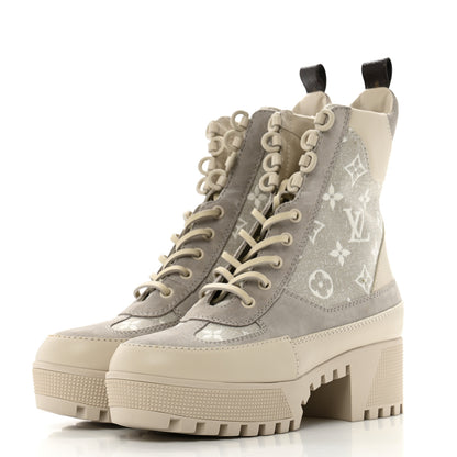 Louis Vuitton Suede Calfskin Laureate Platform Desert Boots 37 Taupe 4 of 11