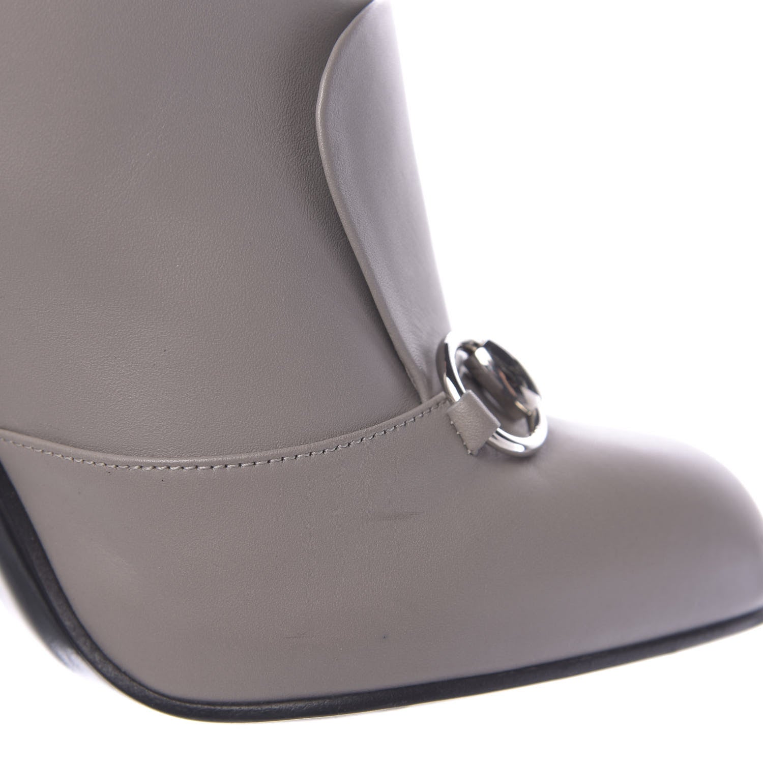 Gucci Calfskin Twiggy Horsebit Boot 38.5 Storm Grey 10 of 10