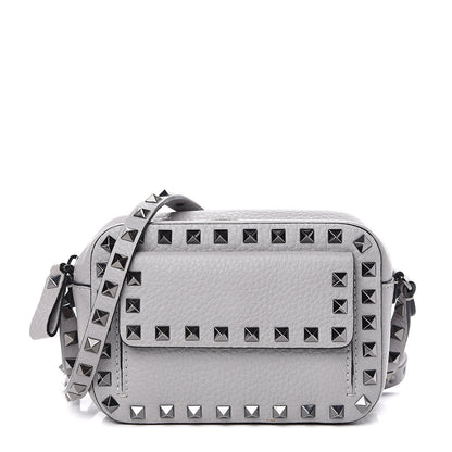Valentino Garavani Grained Calfskin Small Rockstud Flap Pocket Camera Crossbody Bag Pastel Grey 1 of 8