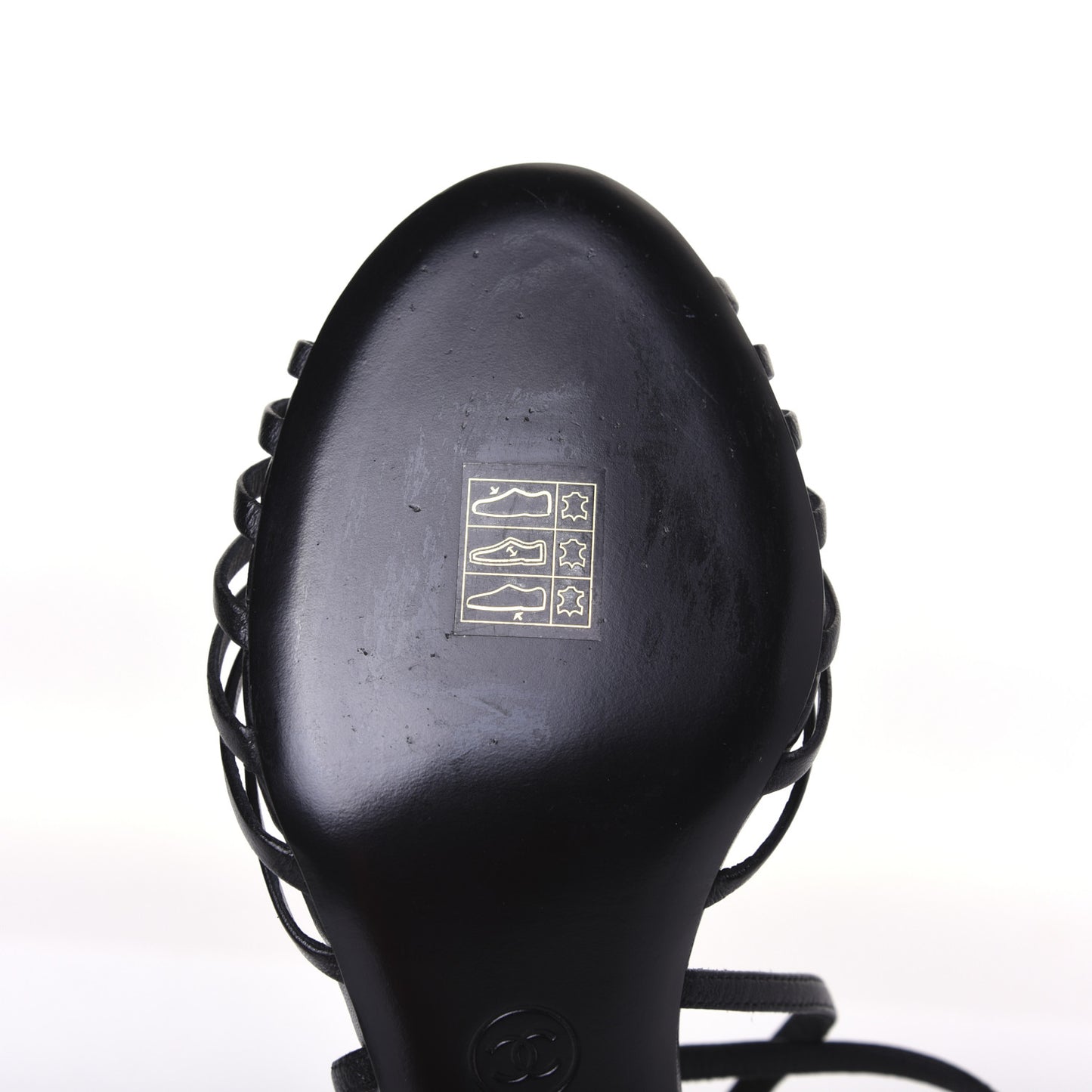 Calfskin CC Sandals 38.5 Black White