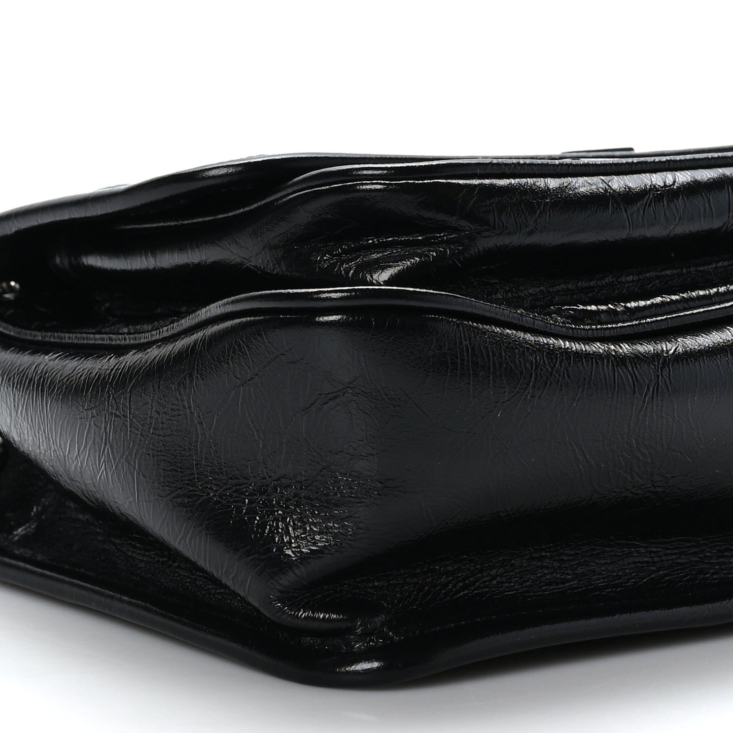 Crinkled Calfskin Matelasse Monogram Baby Niki Chain Satchel Black