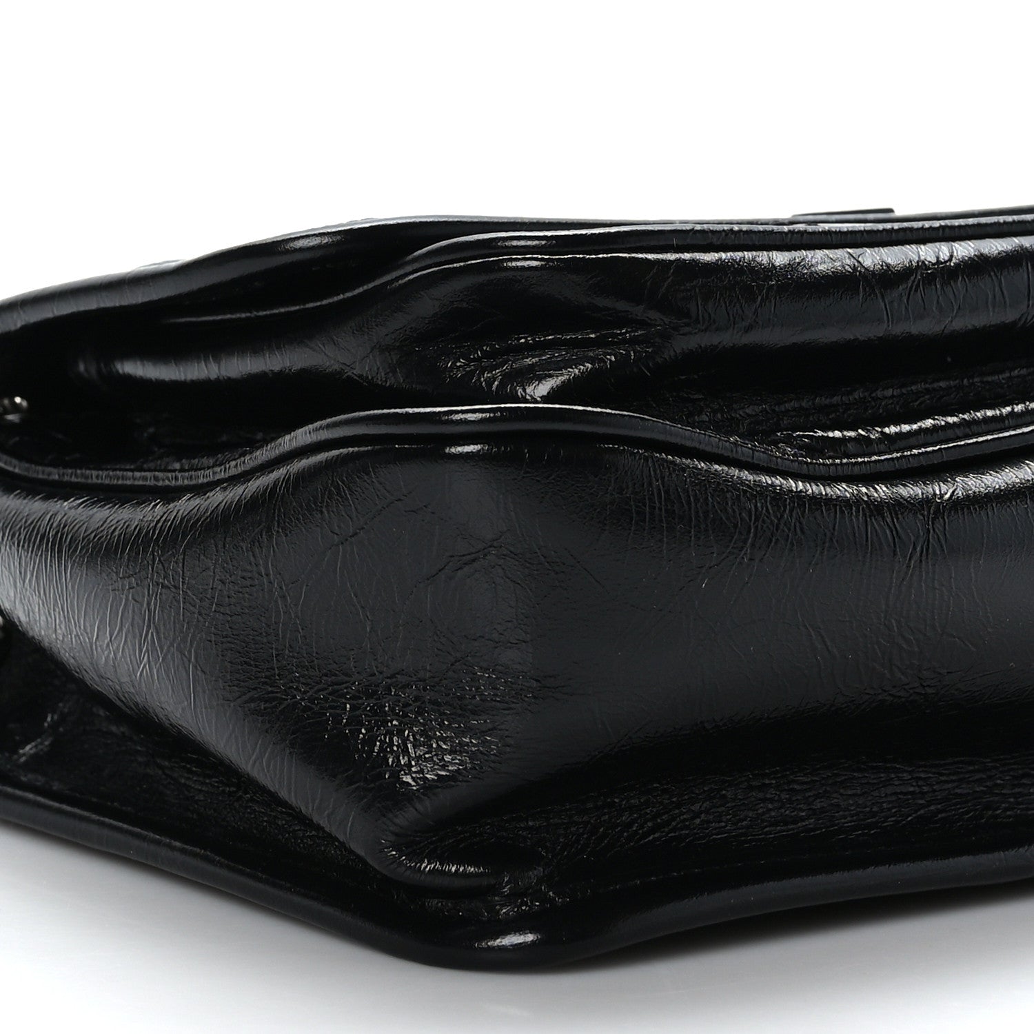 Saint Laurent Crinkled Calfskin Matelasse Monogram Baby Niki Chain Satchel Black 7 of 8