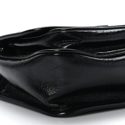 Saint Laurent Crinkled Calfskin Matelasse Monogram Baby Niki Chain Satchel Black 7 of 8
